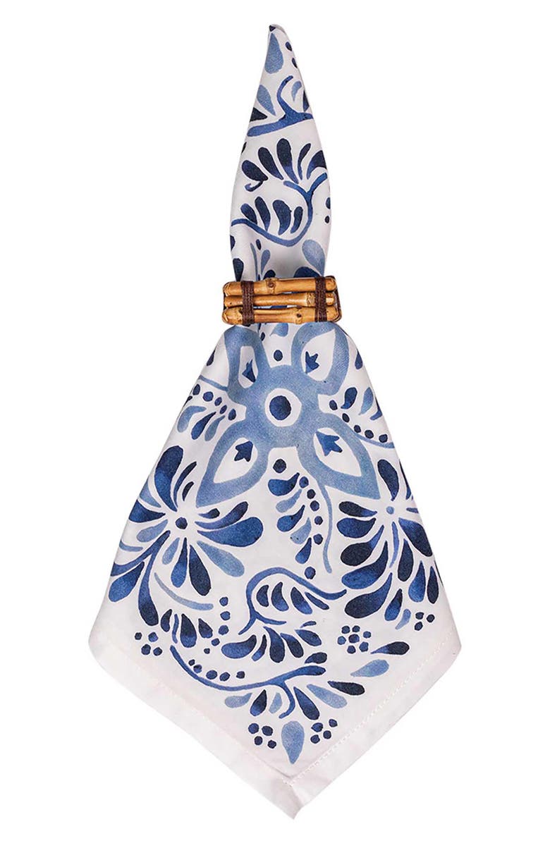 Juliska Set of 4 Iberian Journey Cotton Napkins, Alternate, color, Indigo Blue