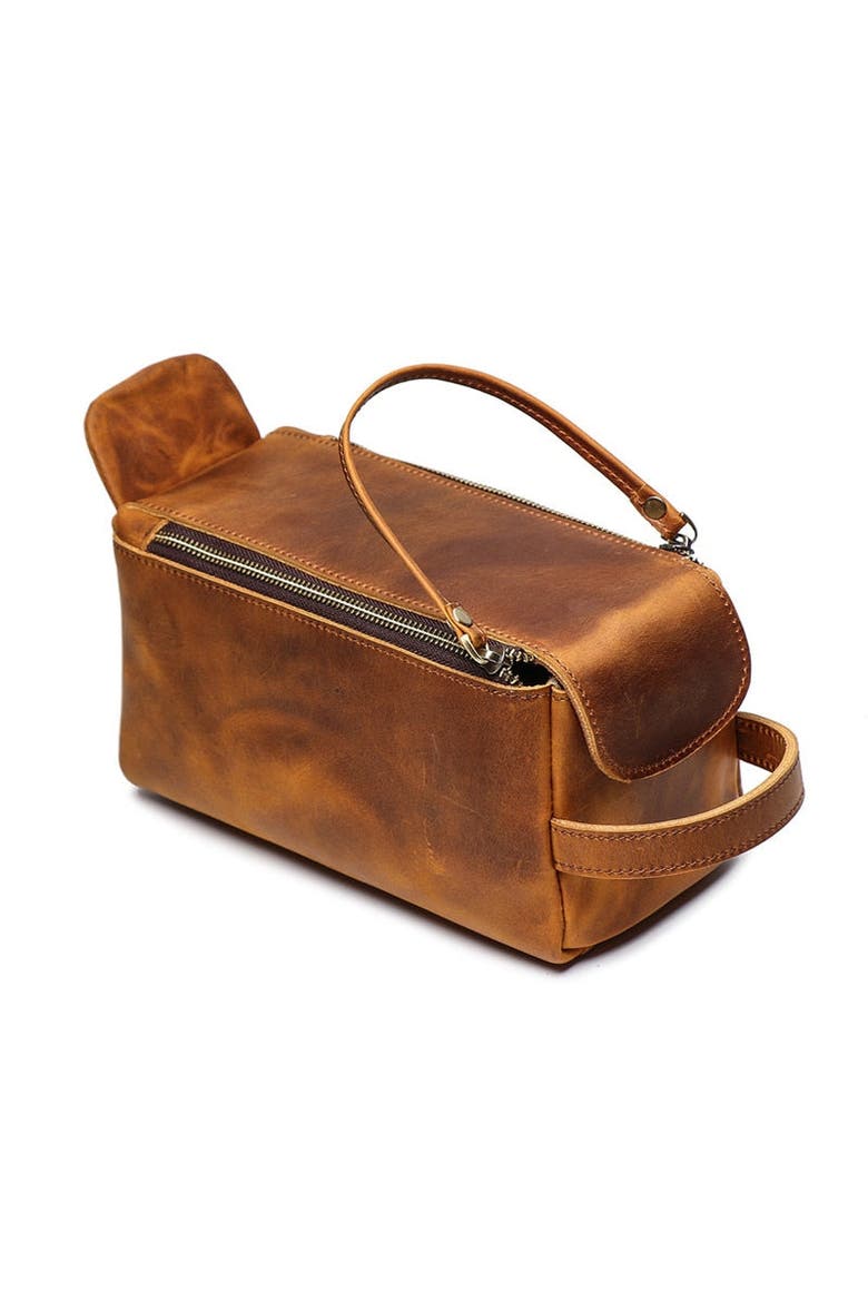 Dado Leather Dopp Kit | Handmade Leather Toiletry Bag, Alternate, color, Brown