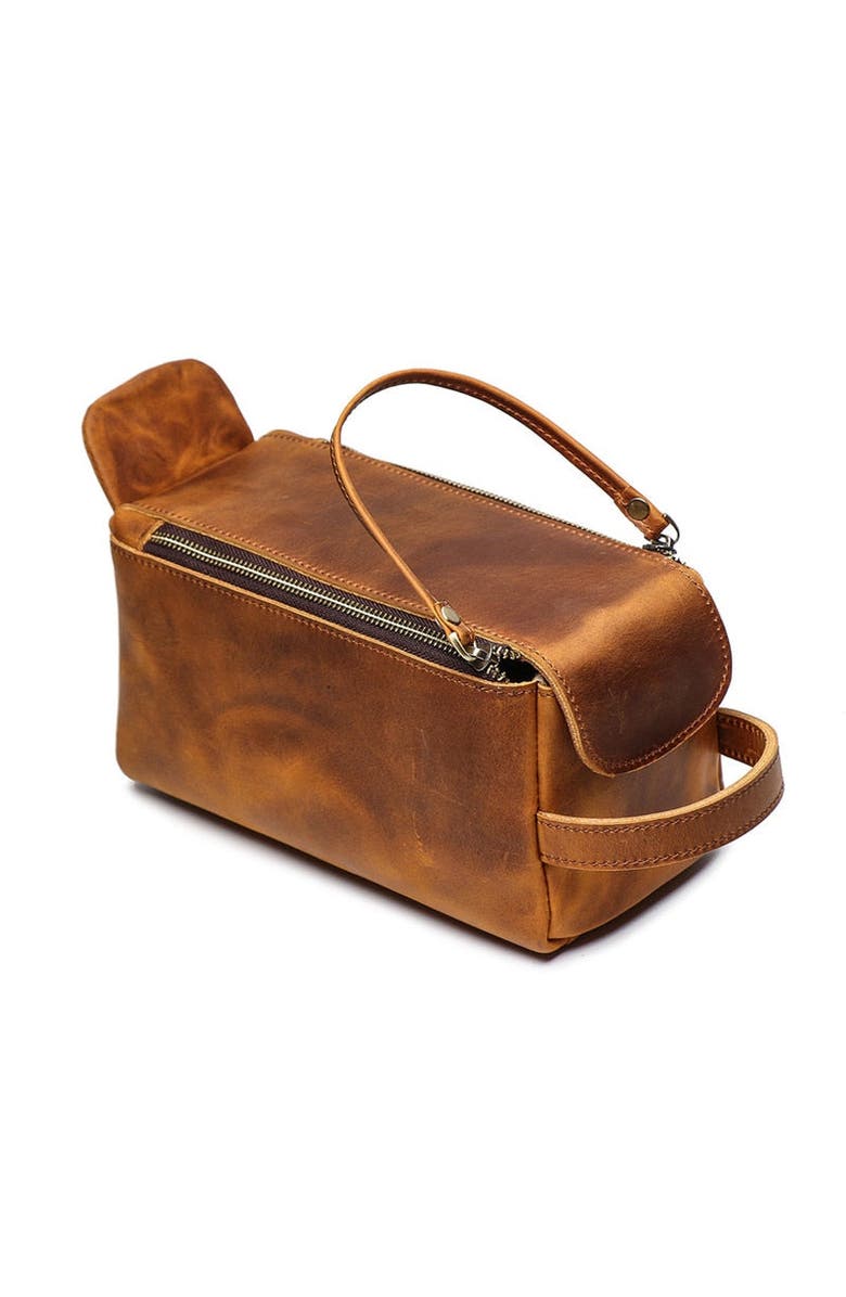 STEEL HORSE LEATHER Dado Leather Dopp Kit | Handmade Leather Toiletry Bag, Alternate, color, Brown