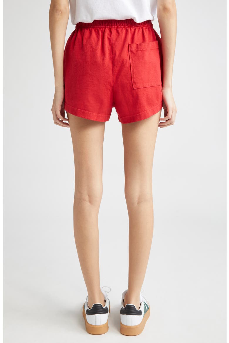Varsity Crest Disco Graphic Shorts, Alternate, color, MEDIUM RED