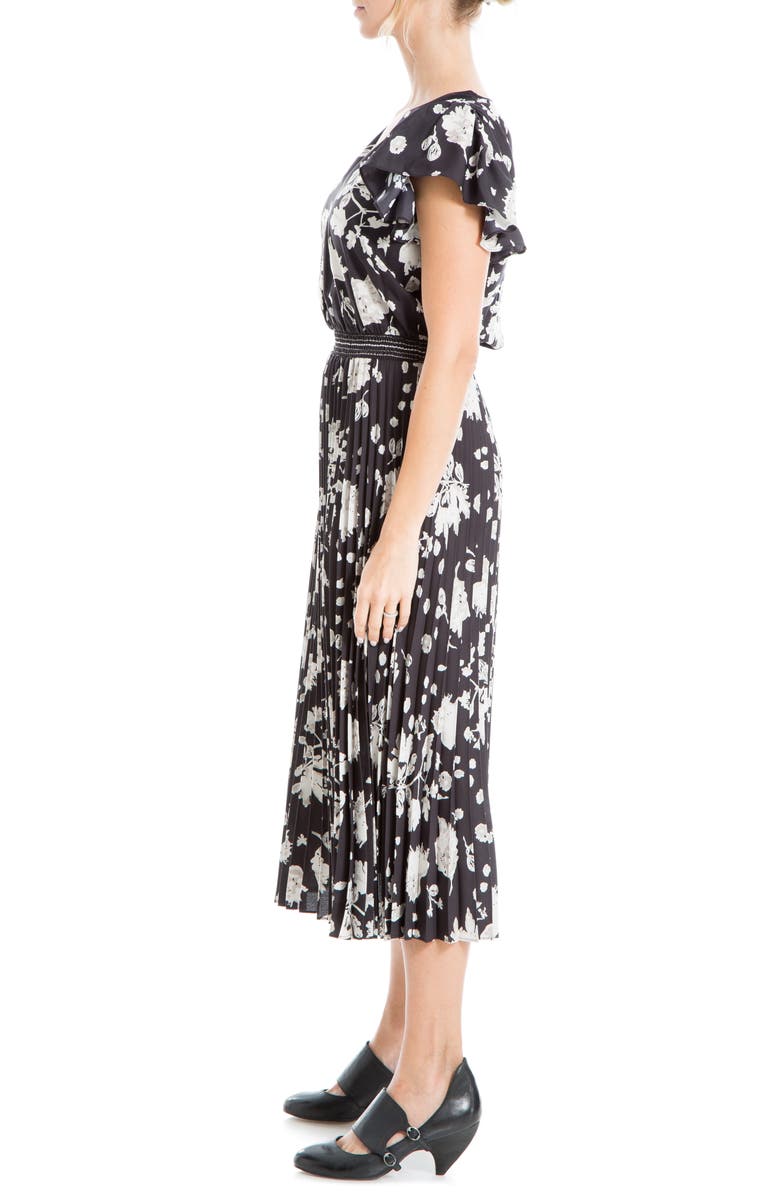 MAX STUDIO Flutter Sleeve Pleated Midi Dress, Alternate, color,