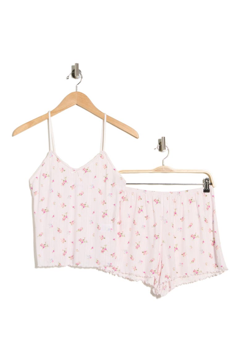 Pretty Pointelle Shortie Pajamas, Alternate, color, PINK- PURPLE SUMMER POSEY