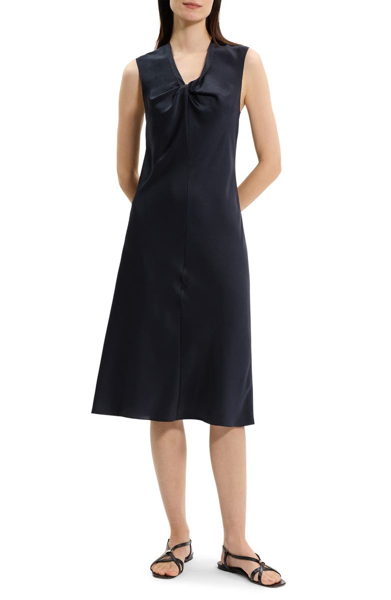 Theory Twist Scoop Satin Dress, Main, color, Nocturne Navy