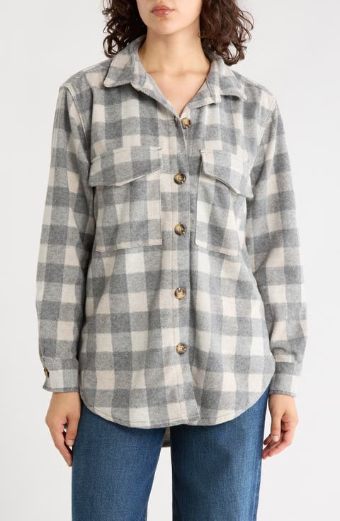 Taelyn Buffalo Plaid Oversize Button-Up Shirt