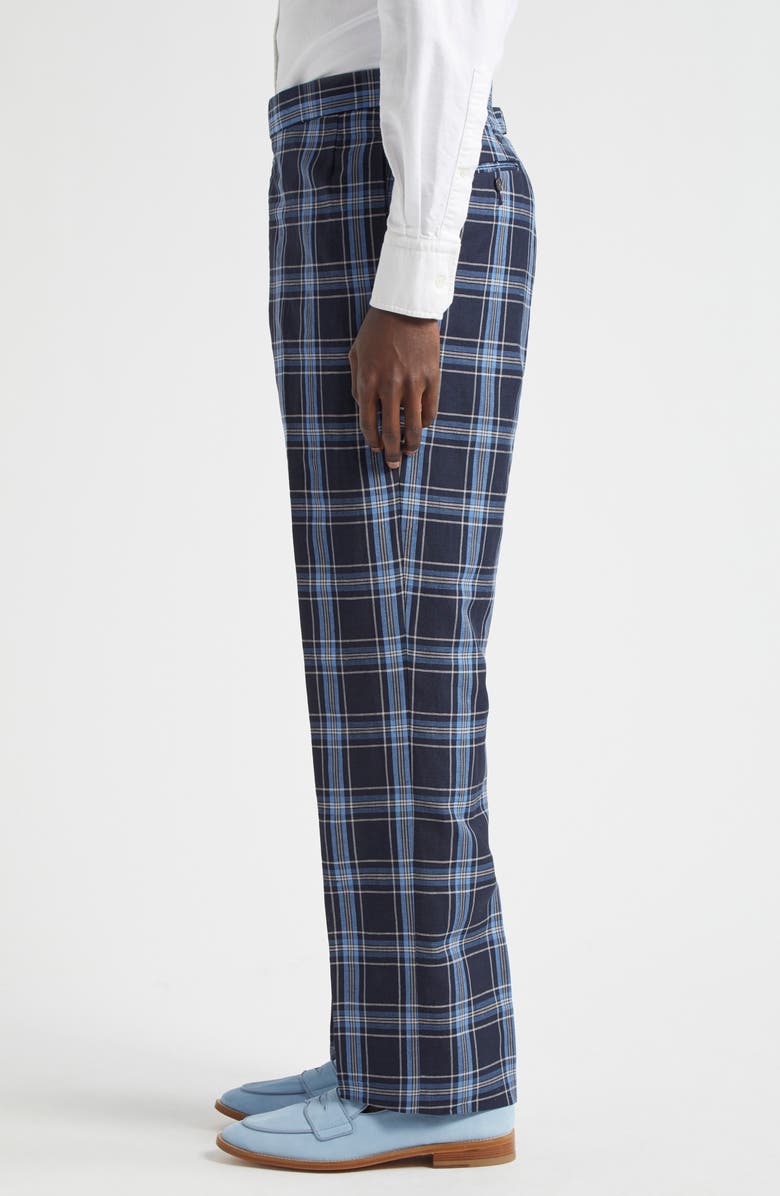 Thom Browne Low Rise Drop Crotch Backstrap Virgin Wool & Linen Pants, Alternate, color, 