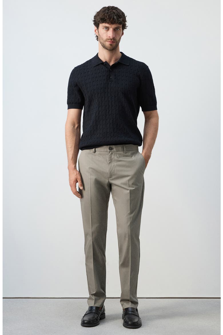 Slim Fit Flat Front Cotton Twill Pants, Alternate, color, BEIGE