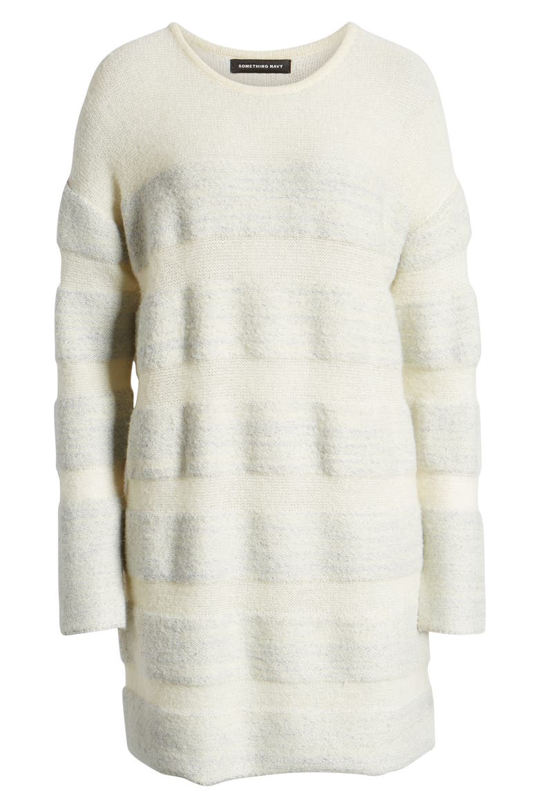 Metallic Stripe Sweater Dress (Nordstrom Exclusive), Alternate, color, IVORY SILVER COMBO