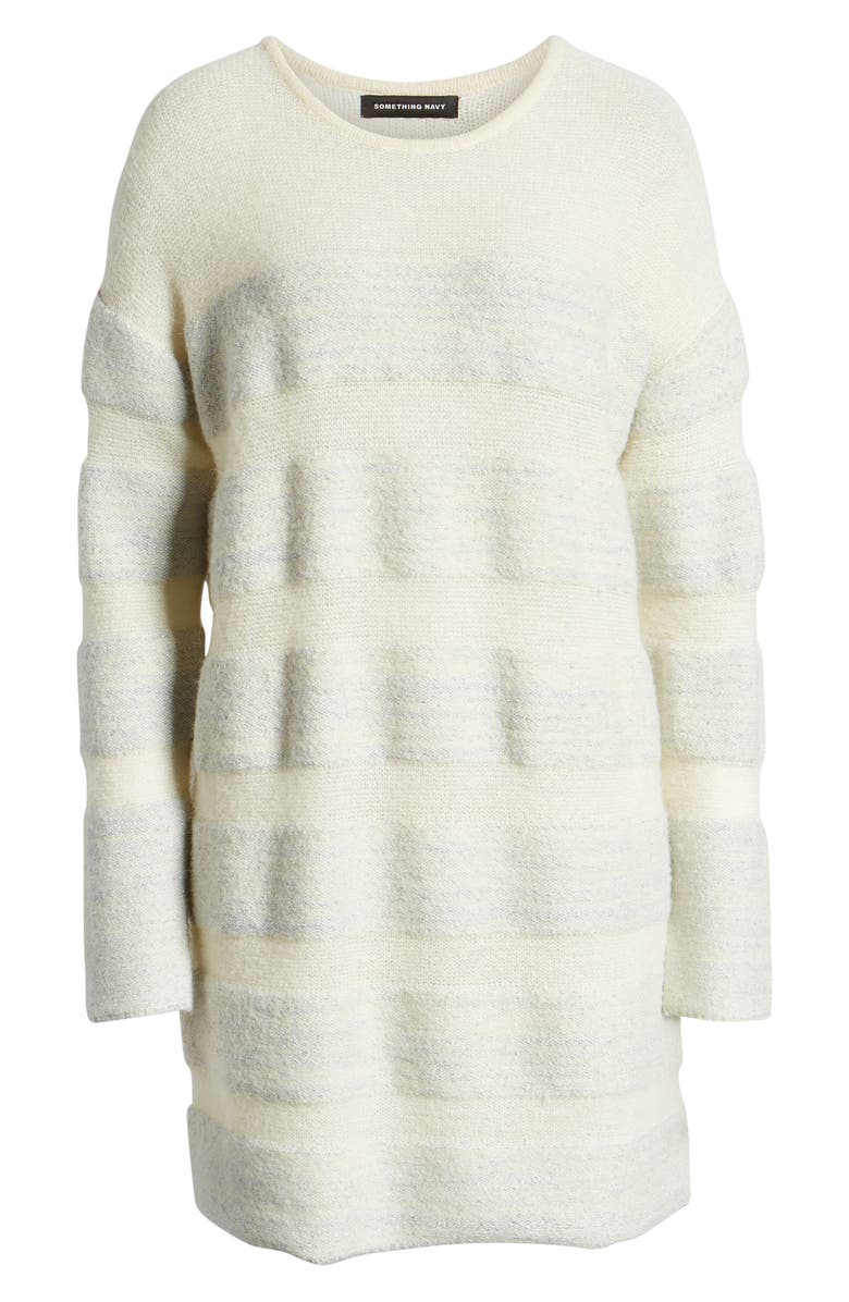 Something Navy Metallic Stripe Sweater Dress, Alternate, color, 