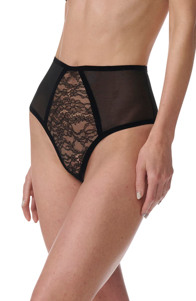Wolford Mesh & Lace Shaping Briefs, Main, color, 