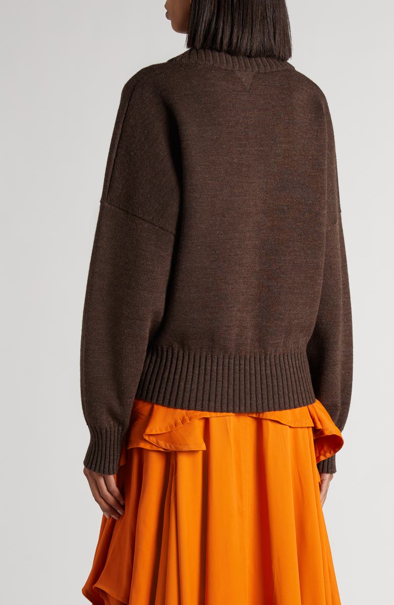 Bottega Veneta Relaxed Fit Double Cotton Blend V-Neck Sweater, Alternate, color, 2164 Dark Chestnut