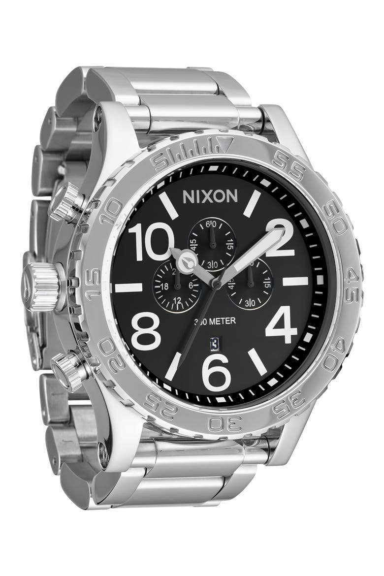 51-30 Chronograph Bracelet Watch, 51mm, Alternate, color, BLACK