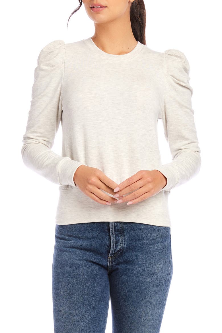 Leila Puff Shoulder Top, Main, color, HEATHER GREY