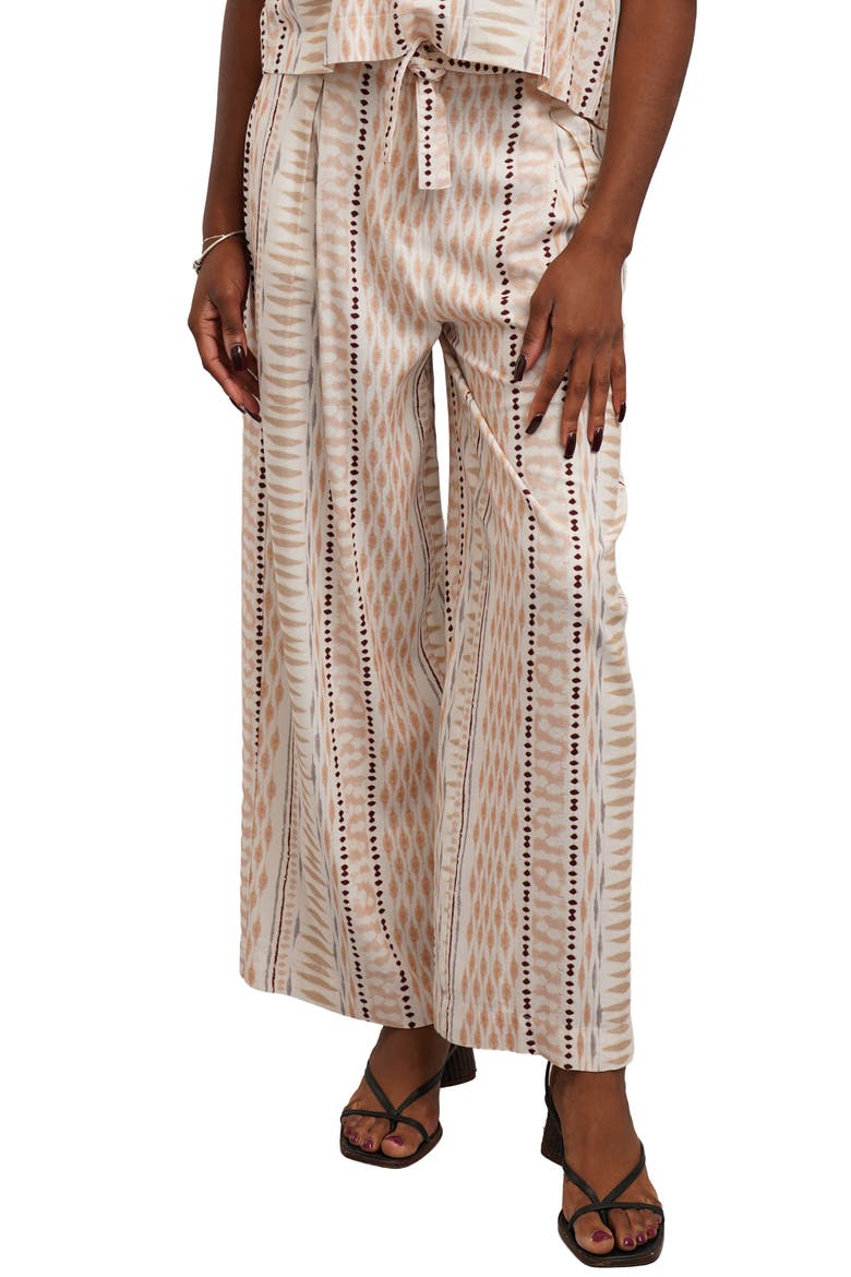 Belted Print High Waist Wide Leg Pants, Alternate, color, BOHEMIA ORANGE