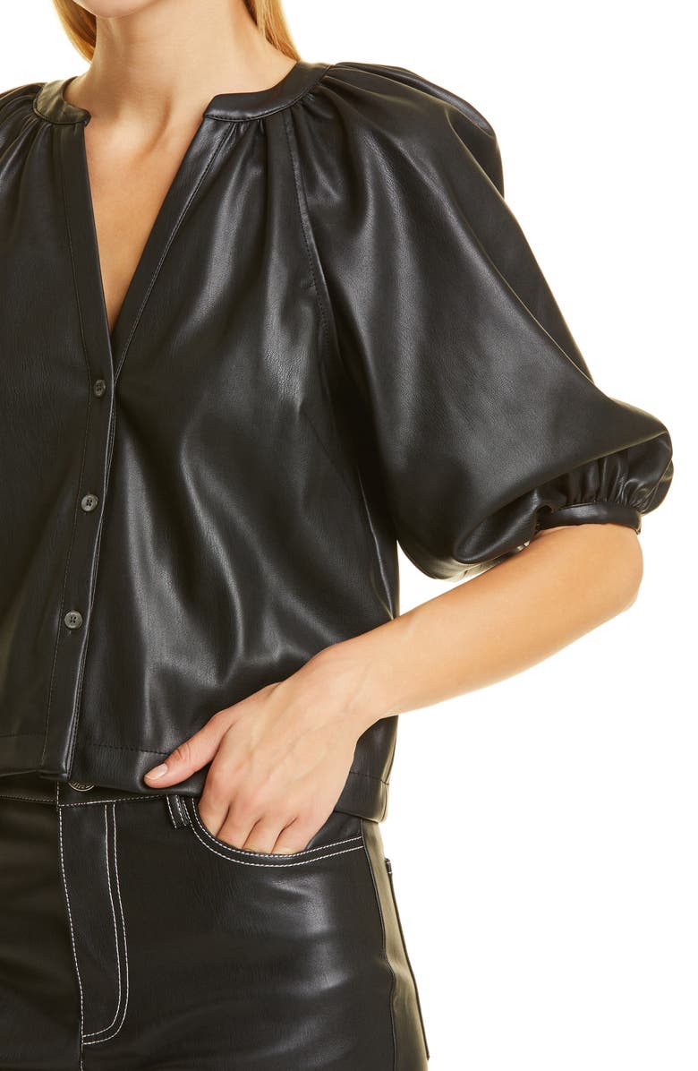 STAUD Women's Dill Faux Leather Top, Alternate, color, 