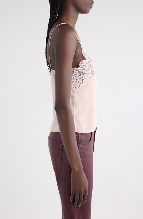 Chloé Washed Silk Satin & Lace Camisole In Green