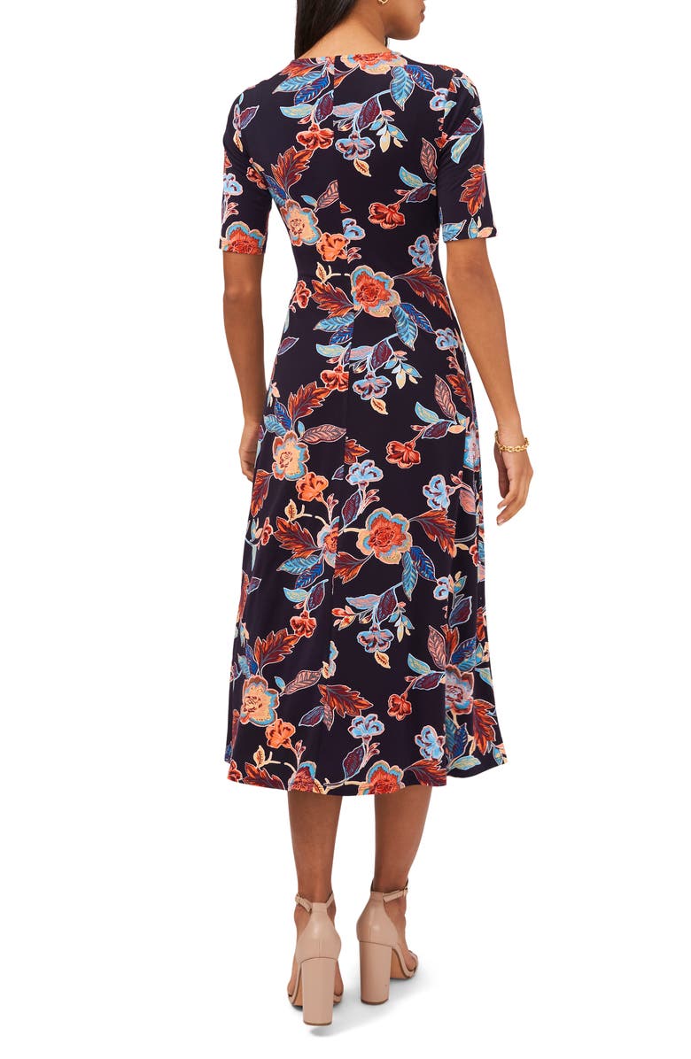 Chaus Floral Surplice Neck Faux Wrap Midi Dress, Alternate, color,