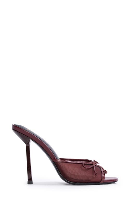 Black Suede Studio Luna Mesh Bow Open-toe Heeled Mules In Brown