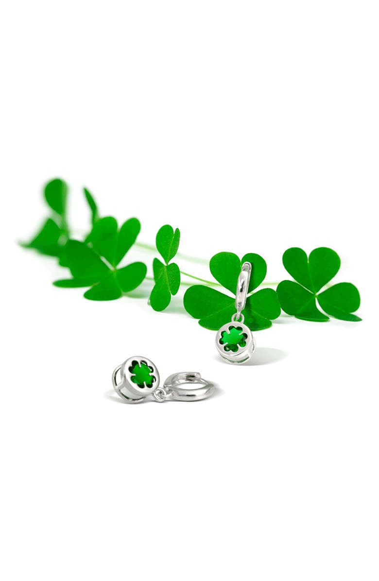 BLING JEWELRY Sterling Silver Celtic Four Leaf Clover Drop Earrings, Main, color, Green