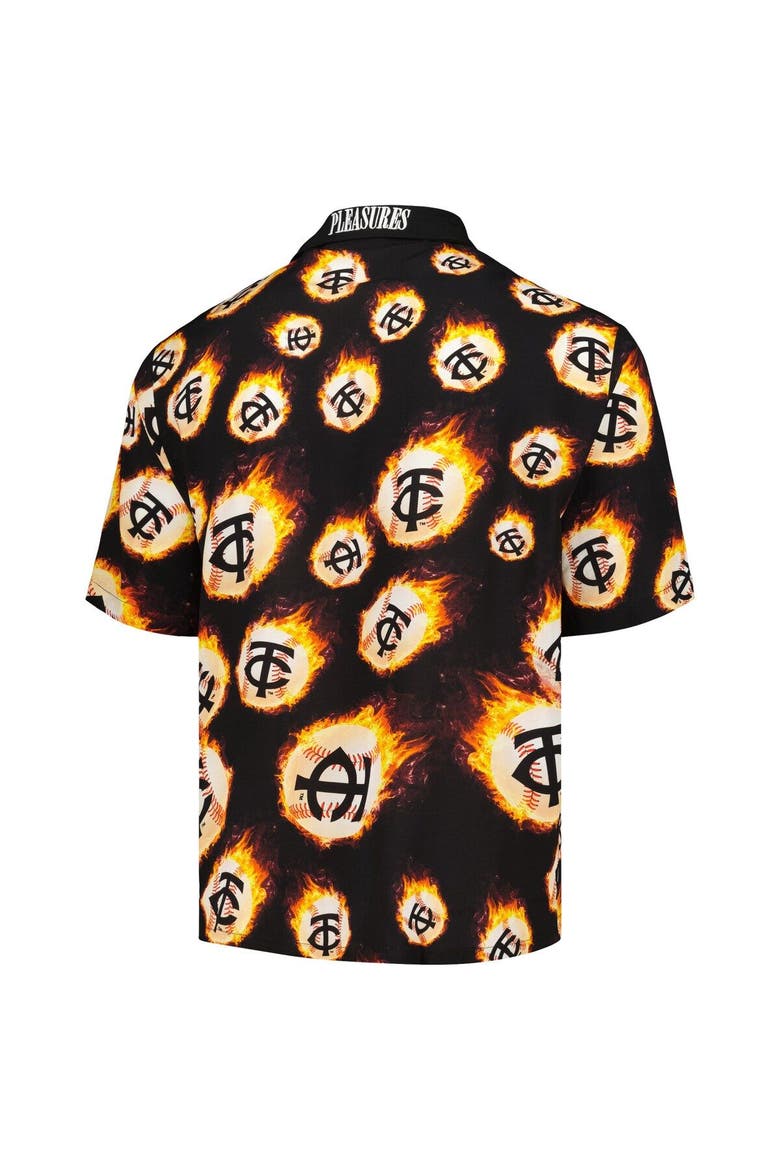 Men's PLEASURES  Black Minnesota Twins Flame Fireball Button-Up Shirt, Alternate, color, Black