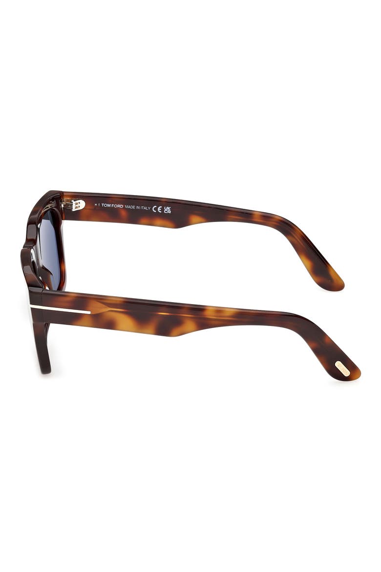 Andy 53mm Square Sunglasses, Alternate, color, SHINY HAVANA / TEAL LENS