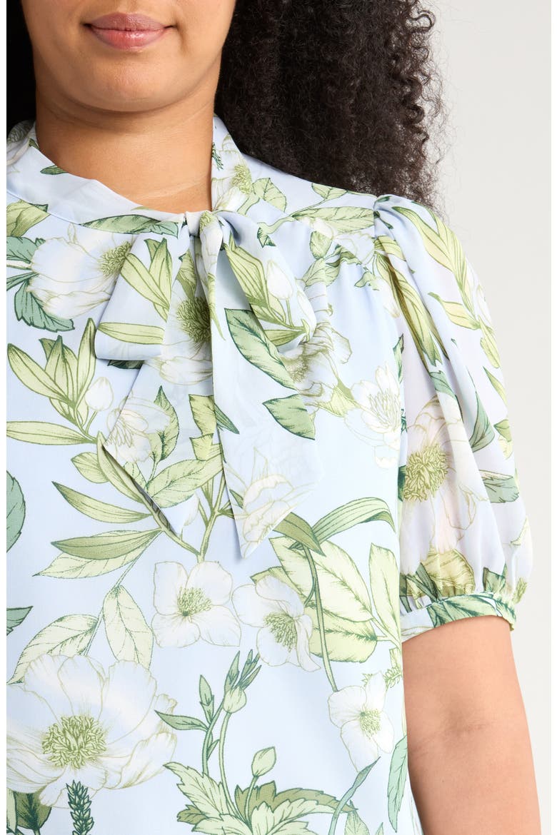 Serenade Tie Neck Top, Alternate, color, BLUE/ WHITE/ GREENS