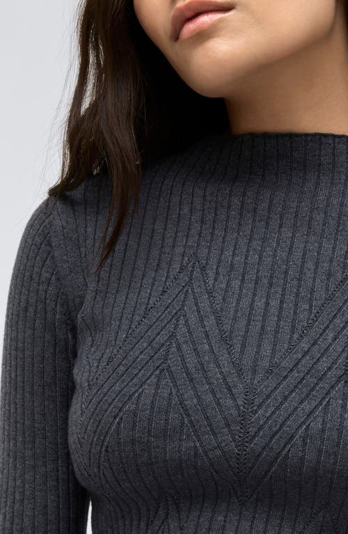 Kenneth Cole Mock Neck Chevron Rib Sweater In Gray