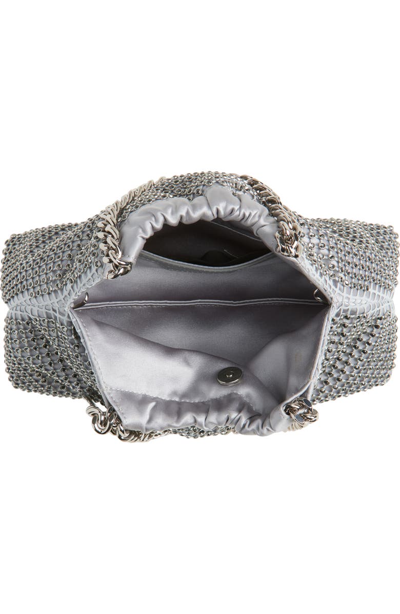 Stella McCartney Mini Falabella Crystal Mesh Shoulder Bag, Alternate, color, Silver