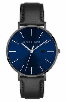 Alfred Sung Metropolitan Leather Strap Watch, 42mm