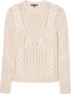 John Varvatos Dauphine Cabled Cotton Crewneck Sweater