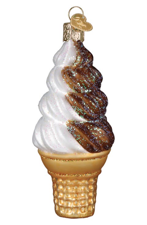 Chocolate Swirl Soft Serve Glass Ornament