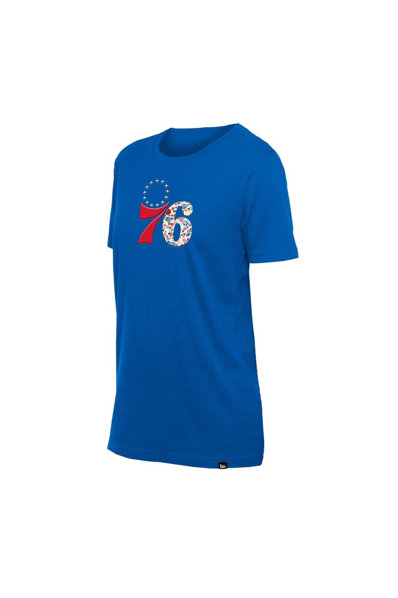 Women's New Era Royal Philadelphia 76ers Glam Game Flower T-Shirt, Alternate, color, Royal