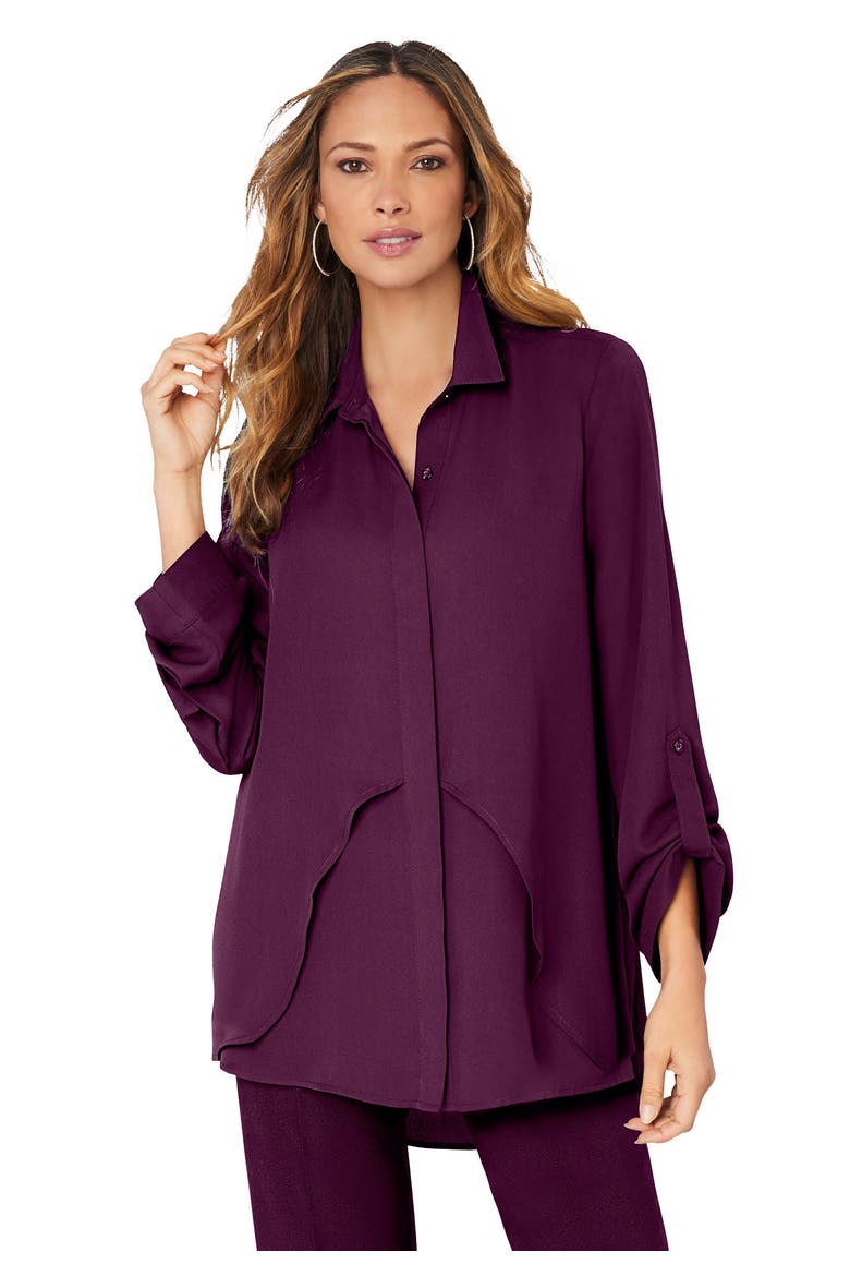 Georgette Overlay Big Shirt, Main, color, DARK BERRY