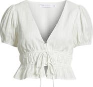 All in Favor Smocked Tie Front Crop Top