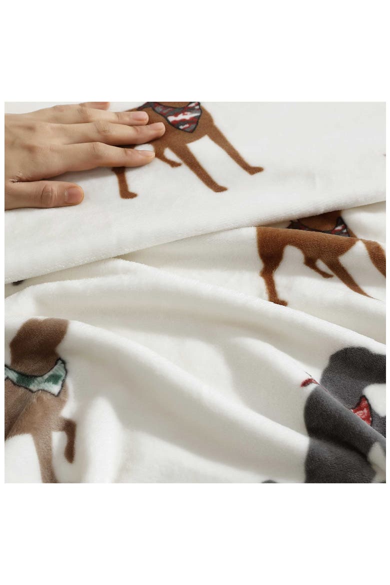 Dogs with Scarves Fleece Blanket, Alternate, color, GREY