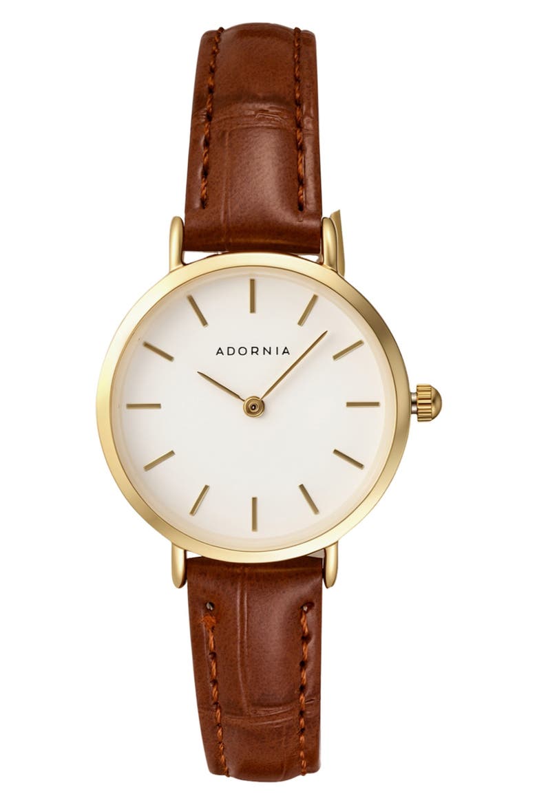 Oslo Quartz Watch, 28mm, Main, color, BROWN/ GOLD/ WHITE