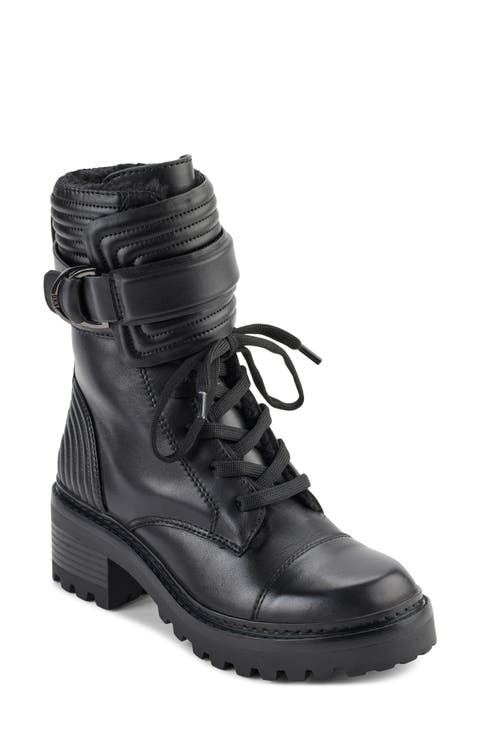 Basia Faux Fur Lined Combat Boot (Women)