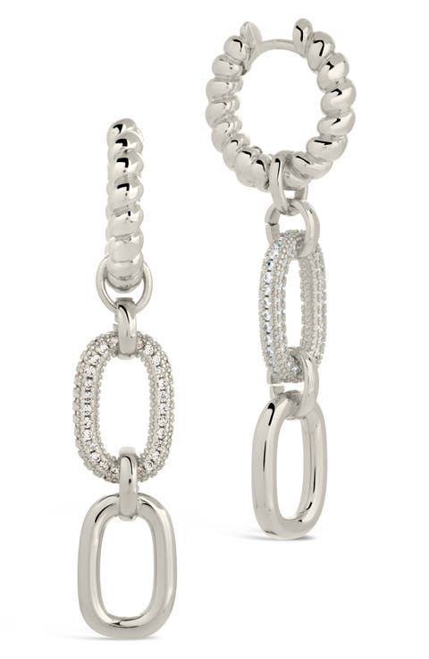 Andi CZ Drop Hoop Earrings