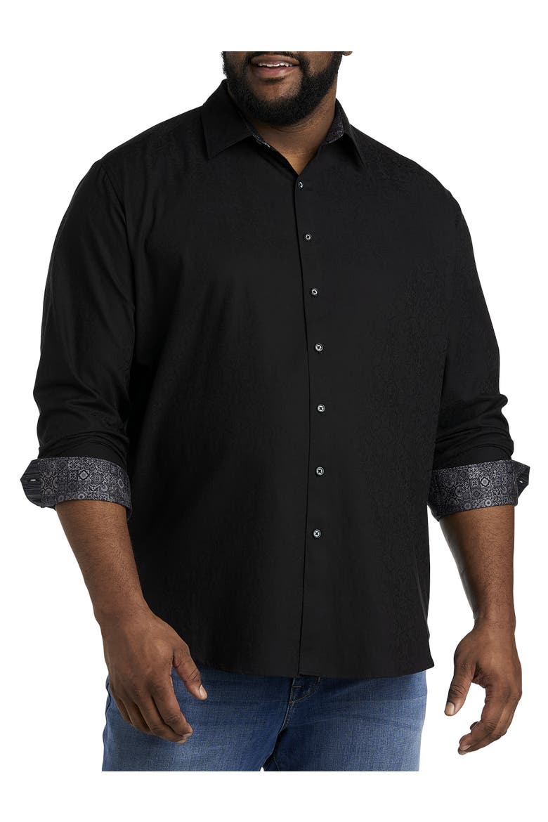 Luther Tonal Sport Shirt, Main, color, BLACK
