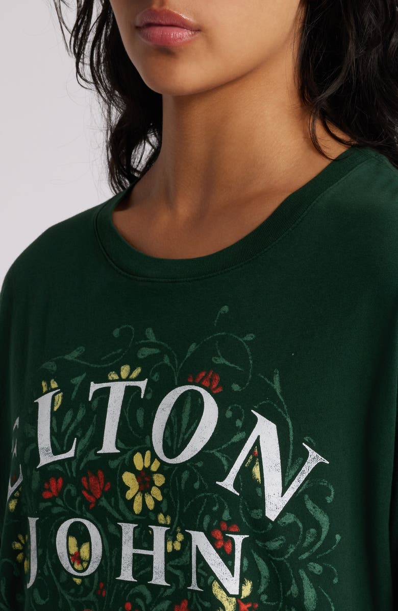 Daydreamer Elton John Floral Cotton Graphic T-Shirt, Alternate, color, 