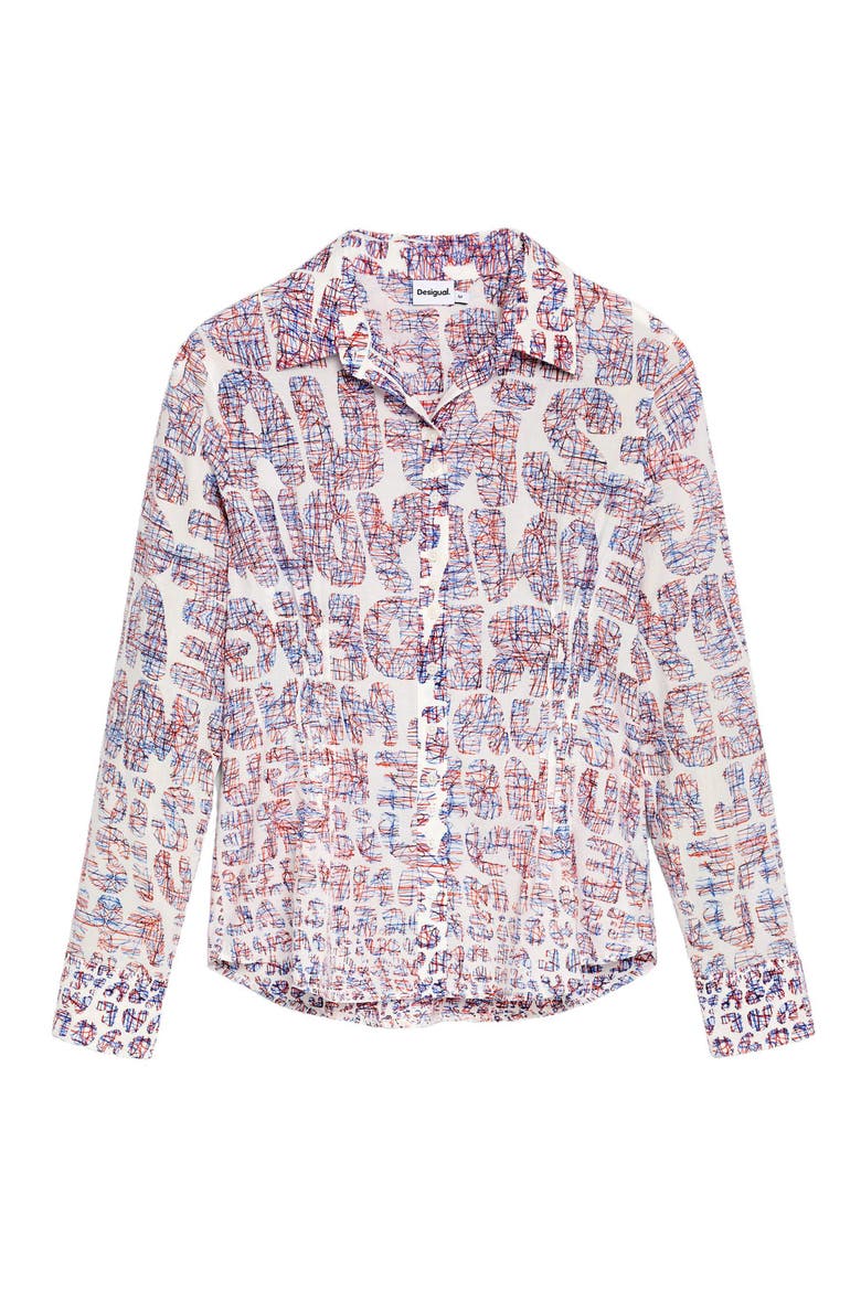 Print Cotton Long Sleeve Shirt, Alternate, color, RED