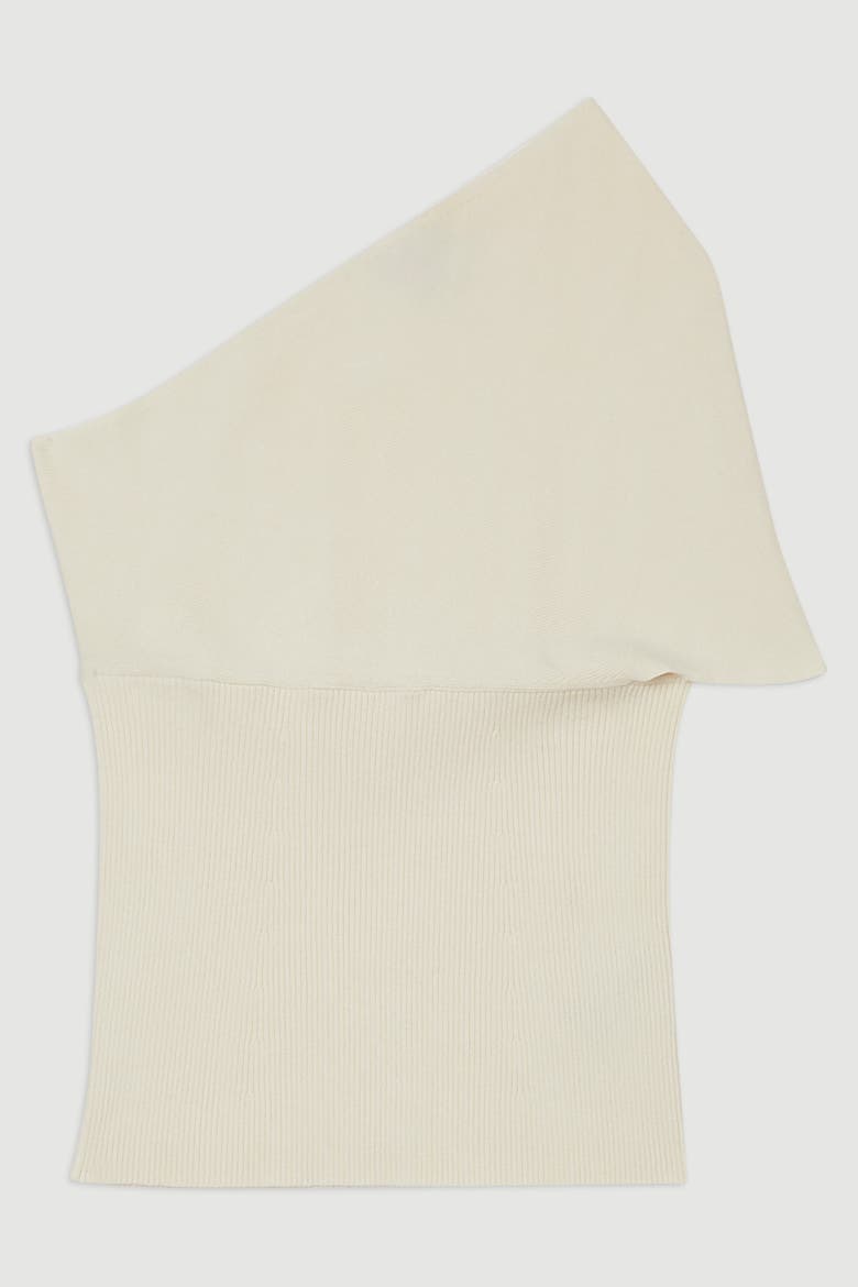 Knitted One Shoulder Top, Alternate, color, Cream