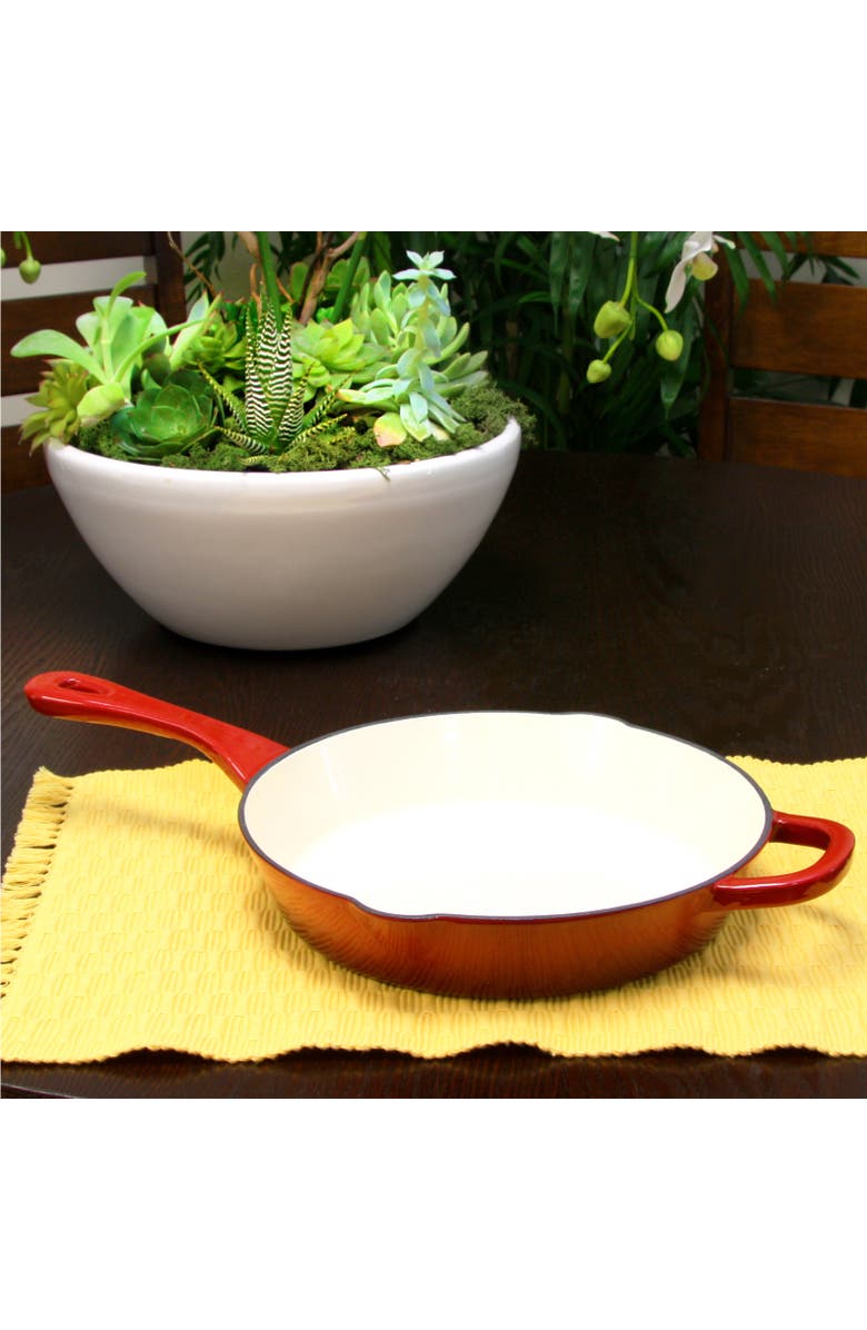 Crock-pot 10 in. Round Enameled Cast Iron Skillet, Alternate, color, Red
