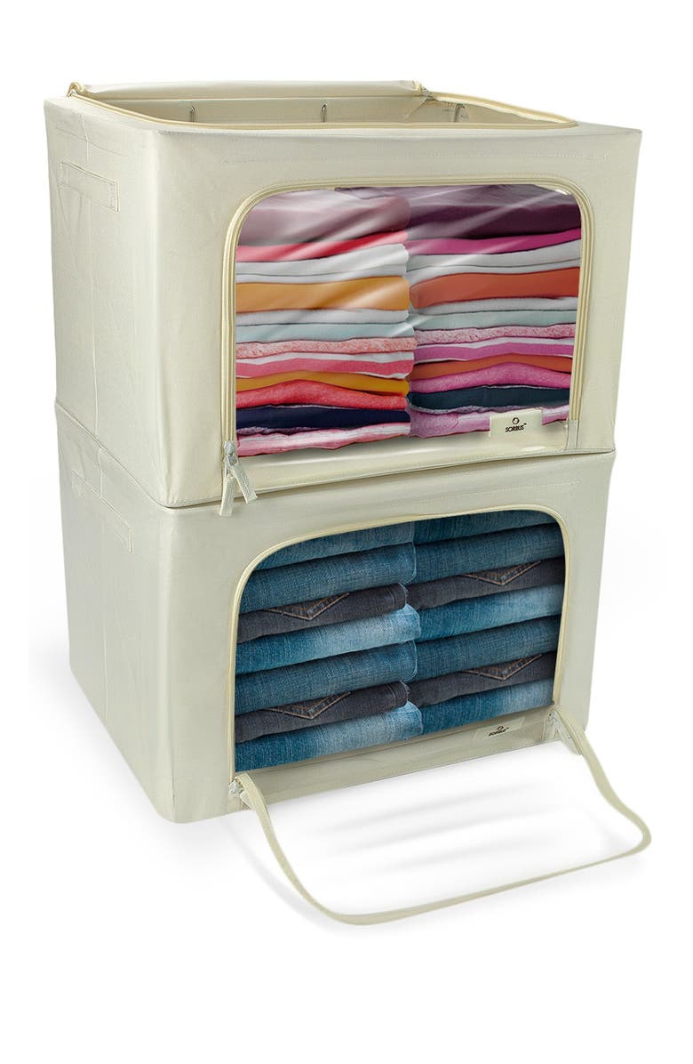 SORBUS Beige Windowed Storage Box - Set of 2, Main, color, 