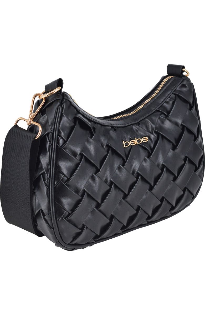 bebe Luca Woven Crossbody Bag with Zip Pouch, Alternate, color, Black