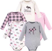 Hudson Baby Soft Cotton Long-Sleeve Bodysuits
