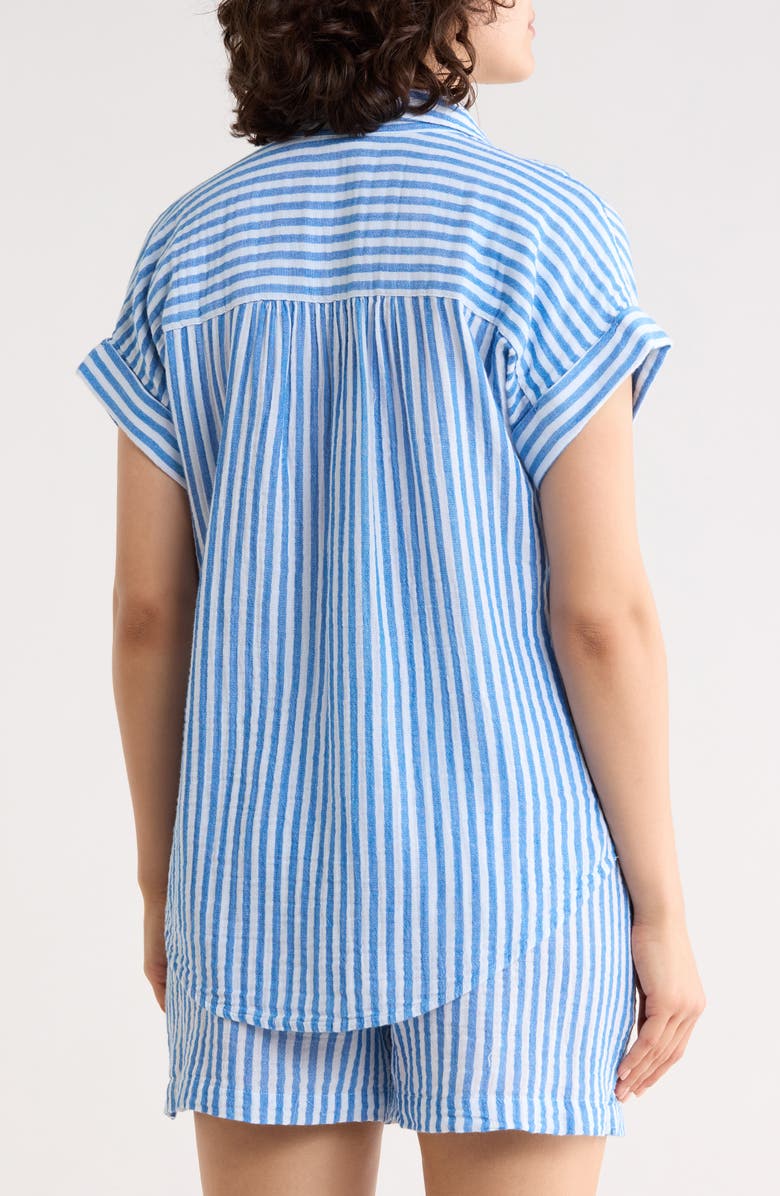 Caslon<sup>®</sup> Duo Gauze Button-Up Shirt, Alternate, color, Blue Racer Brianne Stripe