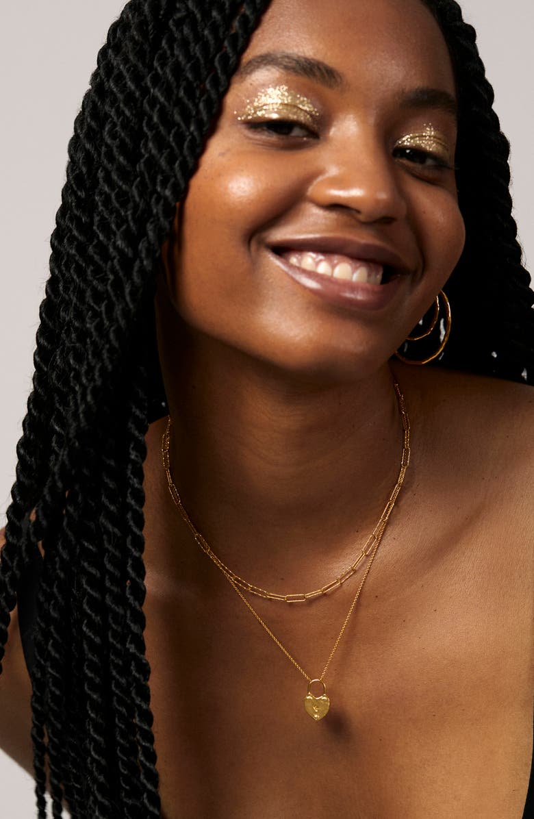 Monica Vinader Heart Padlock Pendant Necklace, Alternate, color, 18Ct Gold Vermeil/Silver