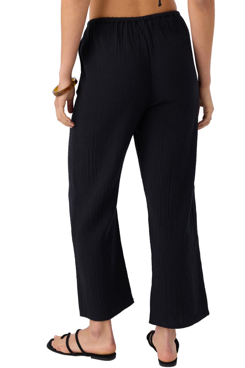 Brenda Cotton Gauze Wide Leg Pants, Alternate, color, BLACK