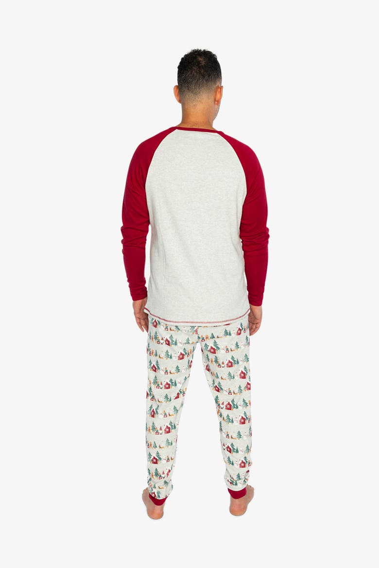 Men Christmas Organic Cotton Top Pants Two Piece Pajama Set, Alternate, color, Holiday Print