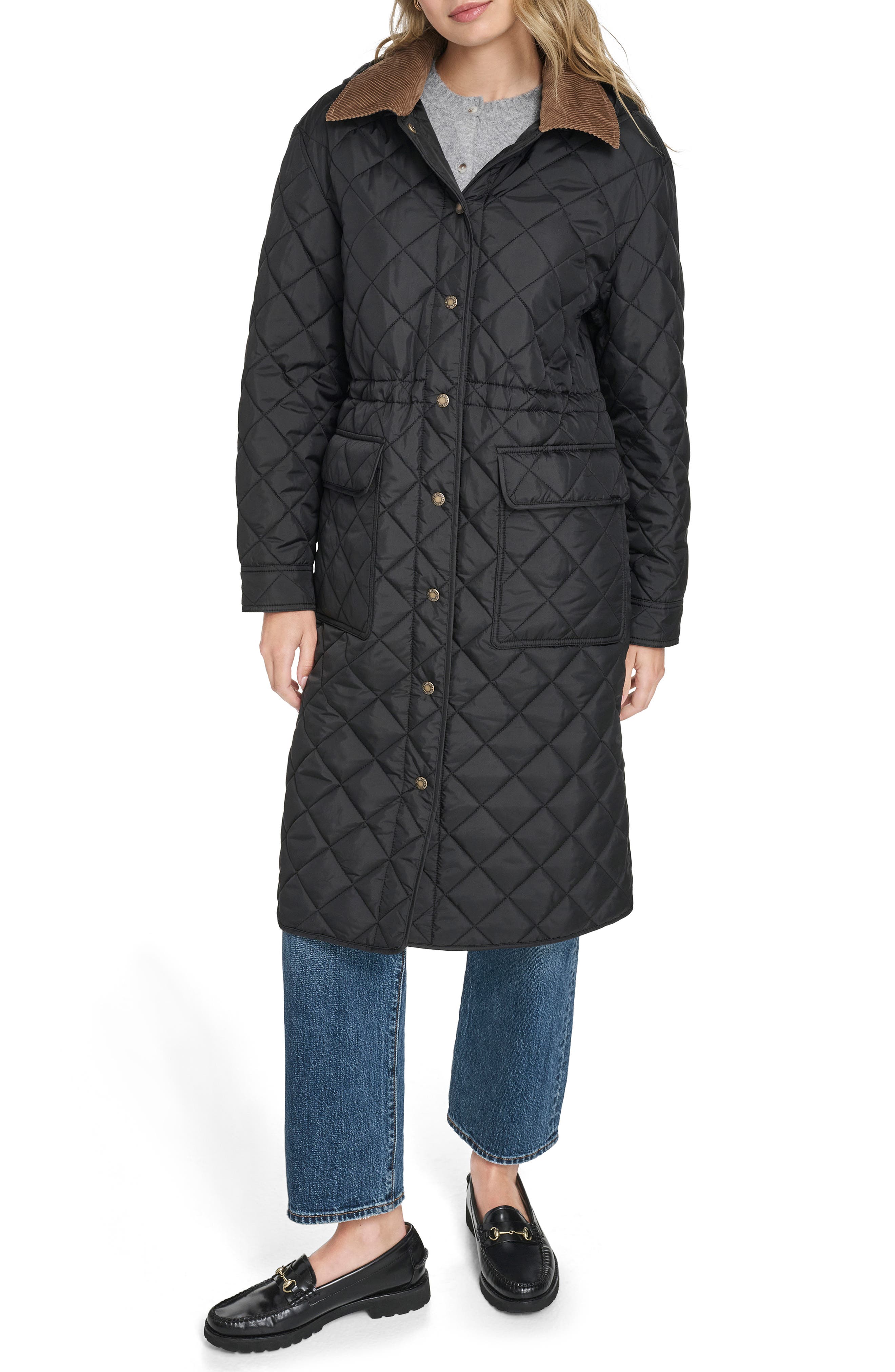 Levi's Diamond Quilted Hooded Long Coat